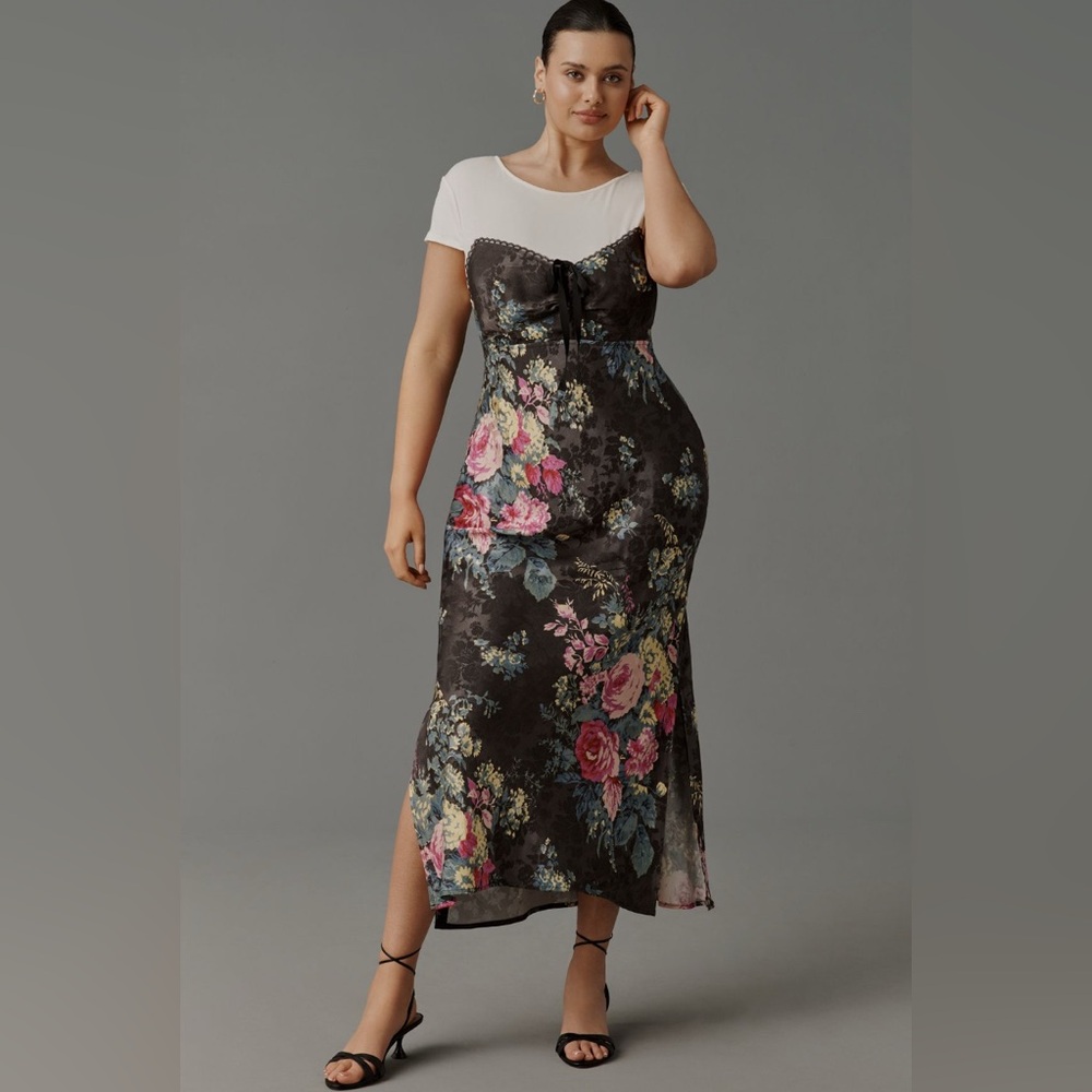 ✨ Anthropologie Twofer Midi Slip Dress Sz L